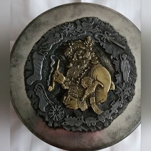 Metzke Pewter and Brass Santa Cookie Tin